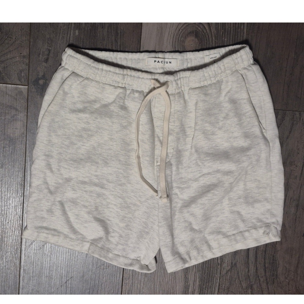 PacSun Volley Mens Oatmeal Heather Grey Sweat Shorts Drawstring Lounge M